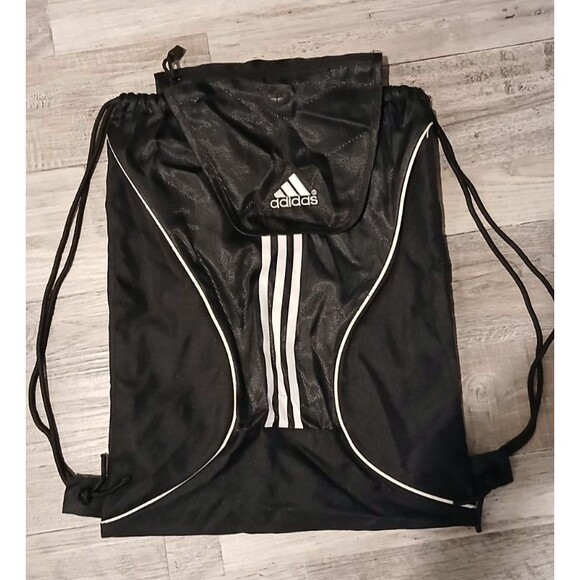 Adidas Backpack, Drawstring Bag, Unisex, Black White, Sports, Athletic18”X15” - Picture 1 of 7